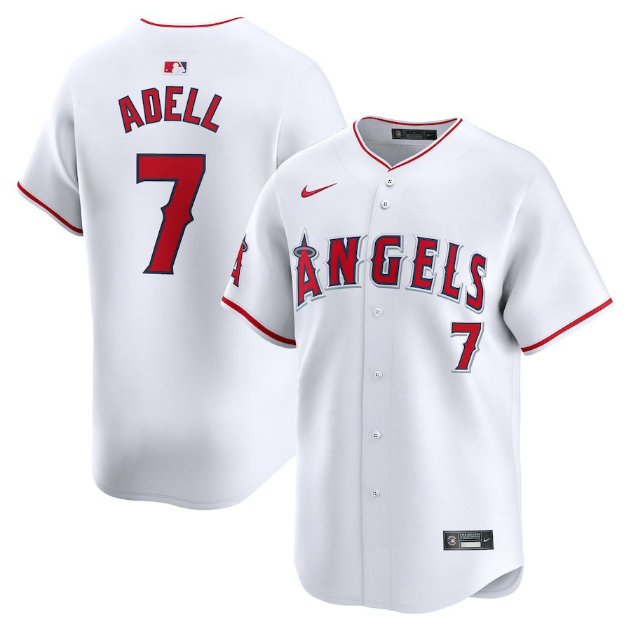 Men Los Angeles Angels #7 Jo Adell Nike White Home Limited Player MLB Jersey->customized mlb jersey->Custom Jersey